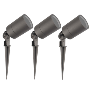 3x LED Gartenstrahler Aluminium - IP65 - GU10 Fassung - 2M Kabel - Anthrazit