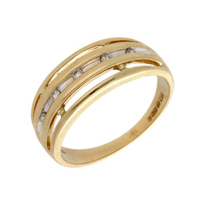 Pre-Owned 9ct Gold Diamond Set Multi Row Band Ring