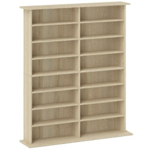 HOMCOM 16-Compartment Media Shelf - Nature Wood Finish
