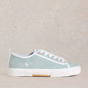 White Stuff Pippa Canvas Lace Up Trainers Blue Chambray Size 6