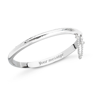 Signature Children's Silver Textured Hinged Clip Bangle