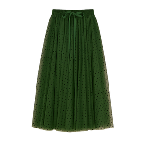 Yumi Green Mesh Heart Print Tulle Skirt (XS)