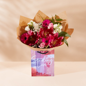 Sending Love Gift Bag and Pink Blush Bouquet