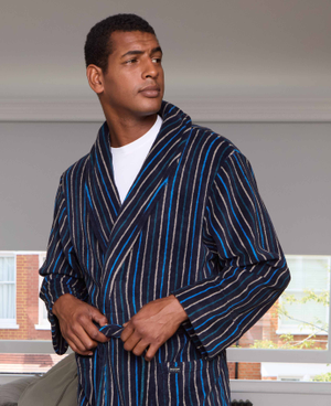 Blue Multi Stripe Super Soft Fleece Dressing Gown