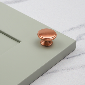 Satin Copper Cup Handle with 76mm Centres & 2 Sizes of Matching Knobs - 32mm Knob