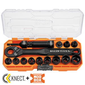 Klein Tools KLE-65400 8.5in KNECT 3/8in Drive Impact-Rated Pass Through Socket Set, 15-Piece