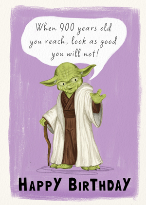 Star Wars Humorous Yoda Illustrated Happy Birthday Card