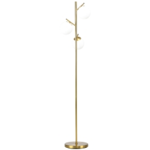 HOMCOM Lampara de piso de sala en metal con 3 pantallas globos de vidrio esmerilado 40W 27x169 cm dorado