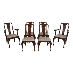 Set of 6 Stickley Cherry Queen Anne Dining Room Chairs