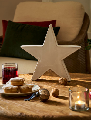 Ithaca Christmas Star - Stoneware, White, Large