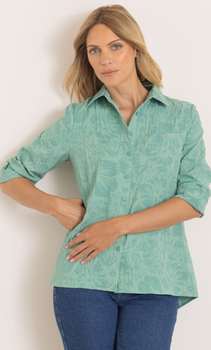 Long Sleeve Jacquard Shirt - Sage Green