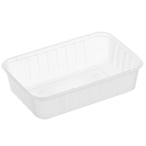 Awesome Ribbed Rectangle Plastic Container Natural 750ml - 50 / SLEEVE