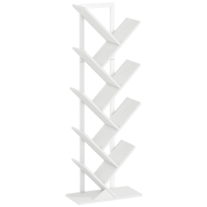 HOMCOM Estantería en Forma de Árbol con 9 Estantes y Sistema Antivuelco para Salón Dormitorio 50x24x136 cm Blanco