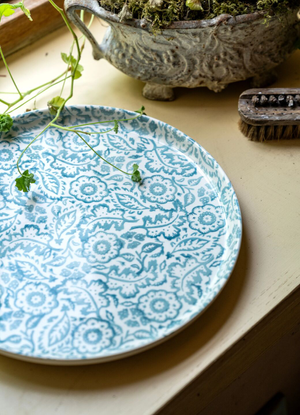 Duck Egg Wallpaper Flat Serving Plate - Pattern Archive