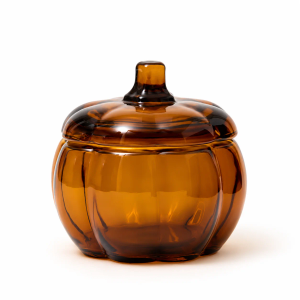 Large Amber Pumpkin Glass Candle Jar - Box of 4