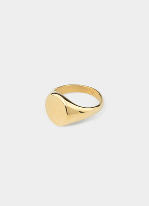 Vendetta Round Signet Ring - 18k Gold Plated