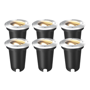 6x LED Bodeneinbaustrahler Rund - IP67 – GU10 – Edelstahl – 1M Kabel - Schwenkbar
