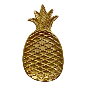 Vintage Coastal Pineapple Wall Sculpture, Gold Finished Cast Iron.