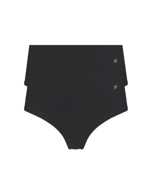 The Organic Cotton Midi Brief Two Pack - Black (S)