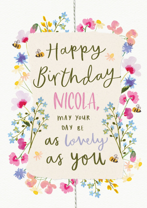 Floral Illustrated Day As Lovely As You Birthday Card