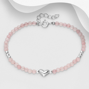 Signature Silver Rose Quartz Heart IMERAKI Bracelet
