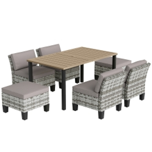 Outsunny Seven-Piece Rattan Dining Set - Grey
