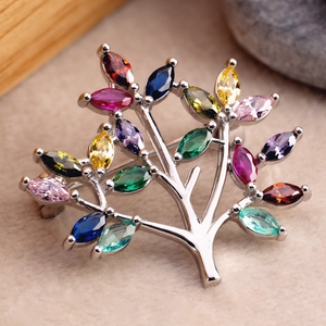 Tempest Wald Silver Multicolour CZ Tree of Life Brooch