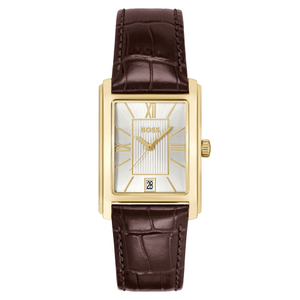 BOSS by Hugo Boss Brown Leather Silver White Dial Men's Watch - 1514300