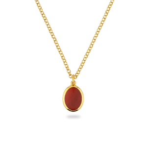 Gold Carnelian Oval Pendant (22")