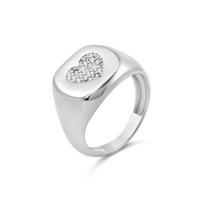 Pave Heart Signet Ring (P 1/2 (UK))
