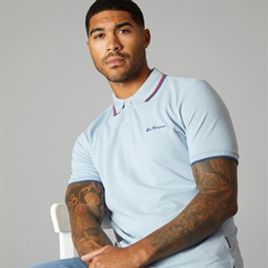 Ben Sherman Mens Twin Tipped Polo Shirt Ice Blue