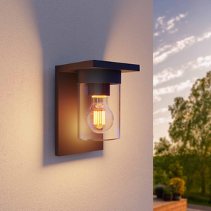 LED Wandleuchte Außen mit Sensor - IP44 - E27 Fassung - Schwarz