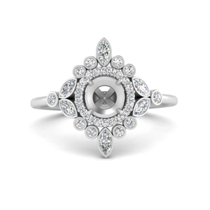 Semi Mount Halo Floral Engagement Ring