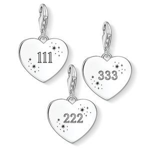 Classic Silver Angel Number Heart Charm