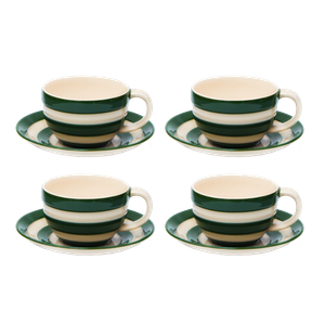 Set of 4 Adder Green Breakfast Cups and Saucers