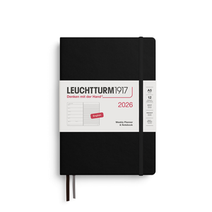LEUCHTTURM1917 Weekly Planner & Notebook 2026 Hardcover Medium A5 Black