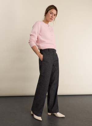 Gwynnie Wool Blend Wide Leg Trousers - 10 (UK Size 10) / Grey