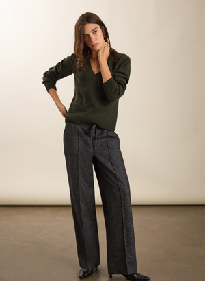 Fera Wool Blend Wide Leg Trousers - UK 12 | EU 40 | US 08 / Grey