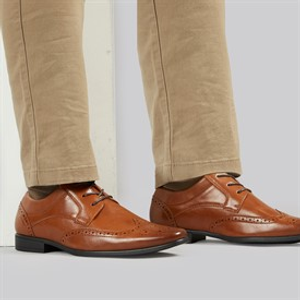 Fluid Mens Kingston Wingtip Brogue Shoes Tan