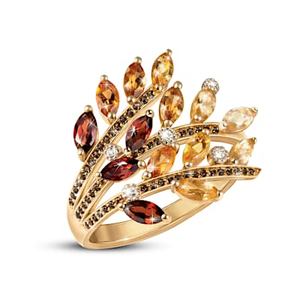 2-Carat Genuine Gemstone Autumn Leaves Ring Size 10
