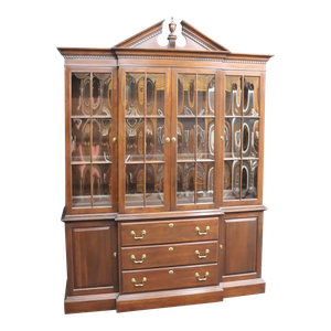 Late 20th C. Ethan Allen Cherry Breakfront/China Hutch