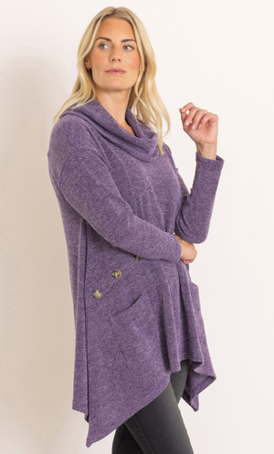 Relaxed Fit Knitted Tunic Top - Heather