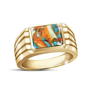 2-Carat High Noon Turquoise And Spiny Oyster Ring Size 9