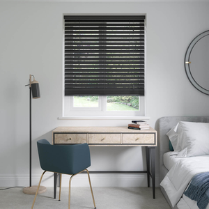 Pitch Black Wooden Blinds 35mm: 605mm x 1160mm Recess