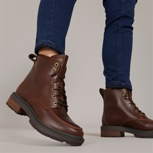 Timberland Womens Brimfield Mid Lace Up Boots Dark Brown Full Grain
