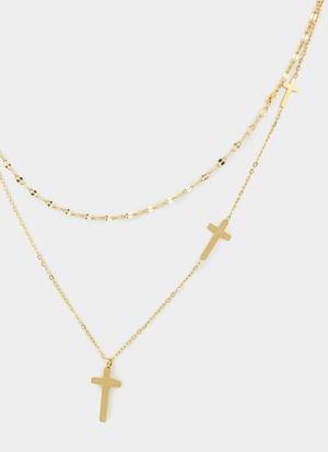Vendetta Mini Cross Stacker Necklace - 18K Gold Plated