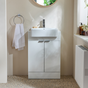 Milano Lurus - White 550mm Modern Vanity Unit with Basin and Chrome Finger Pull Handles
