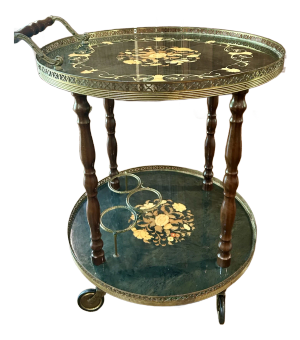 Vintage Italian Marquetry Bar Cart