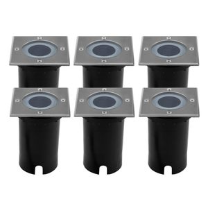 6x IP67 LED Bodeneinbaustrahler Quadrat - GU10