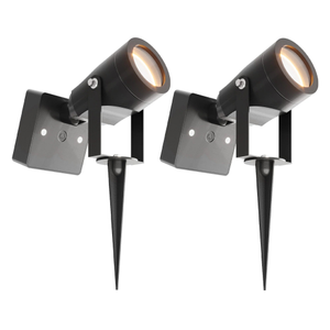 2x LED Solar Gartenstrahler - IP65 - 3000K - Schwarz